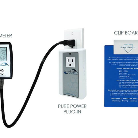SaticShield EMF Kit, Pure Power plug-in dirty electricity filter, line emi meter, clipboard